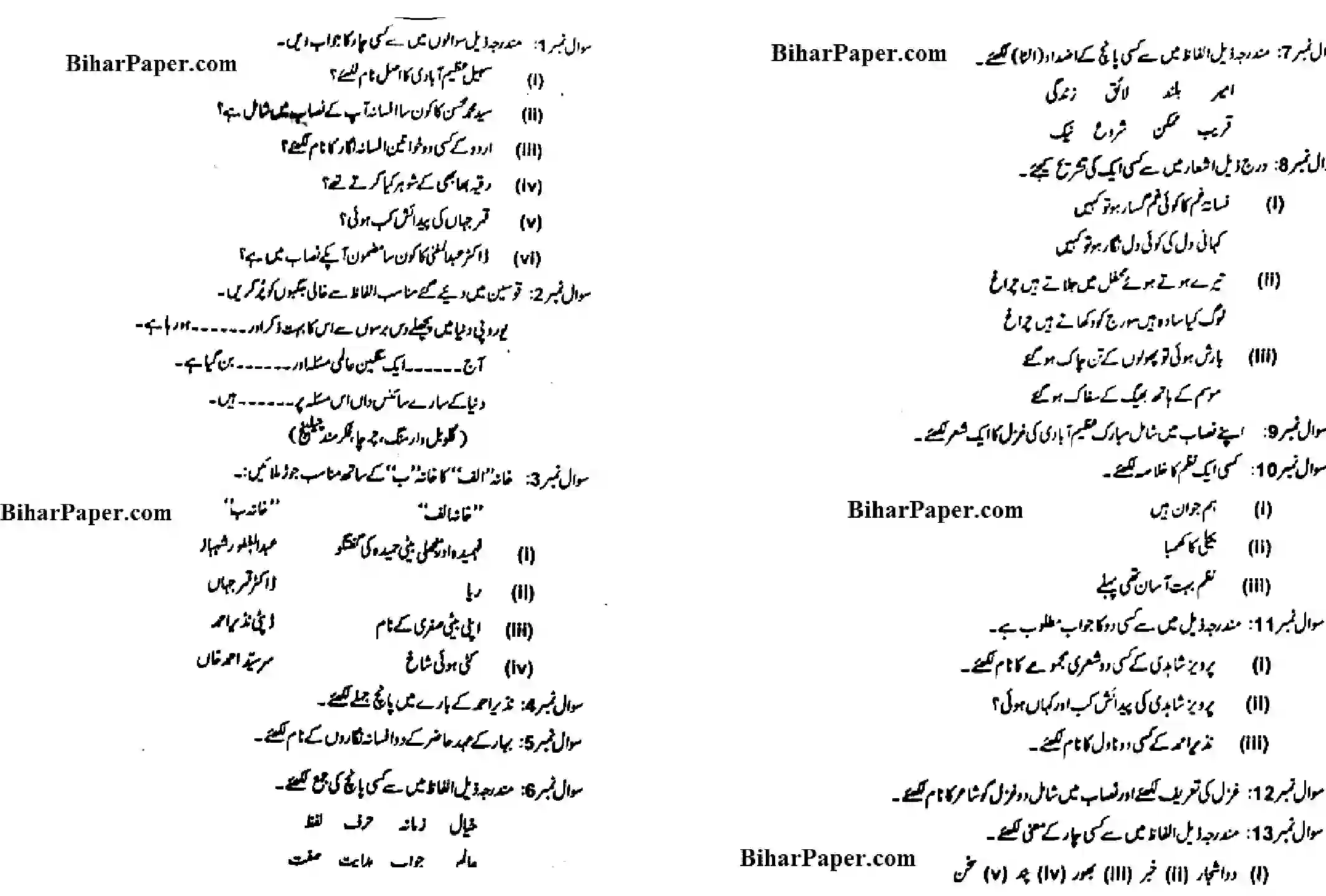 Bihar Board Class 10 2017 URDU-URB-MT-212 Finals - Page 2