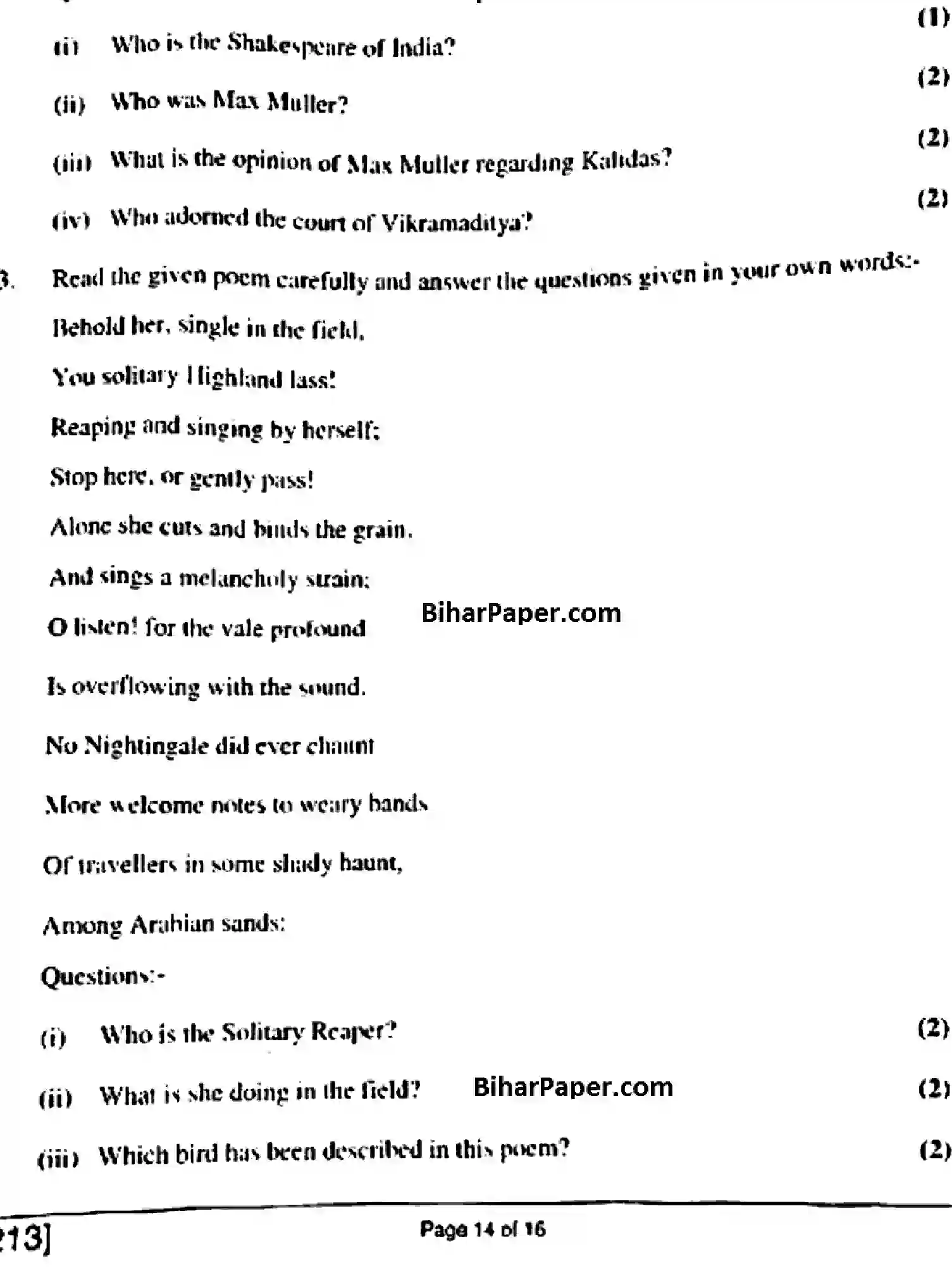 Bihar Board Class 10 2018 ENGLISH-213 Finals - Page 14
