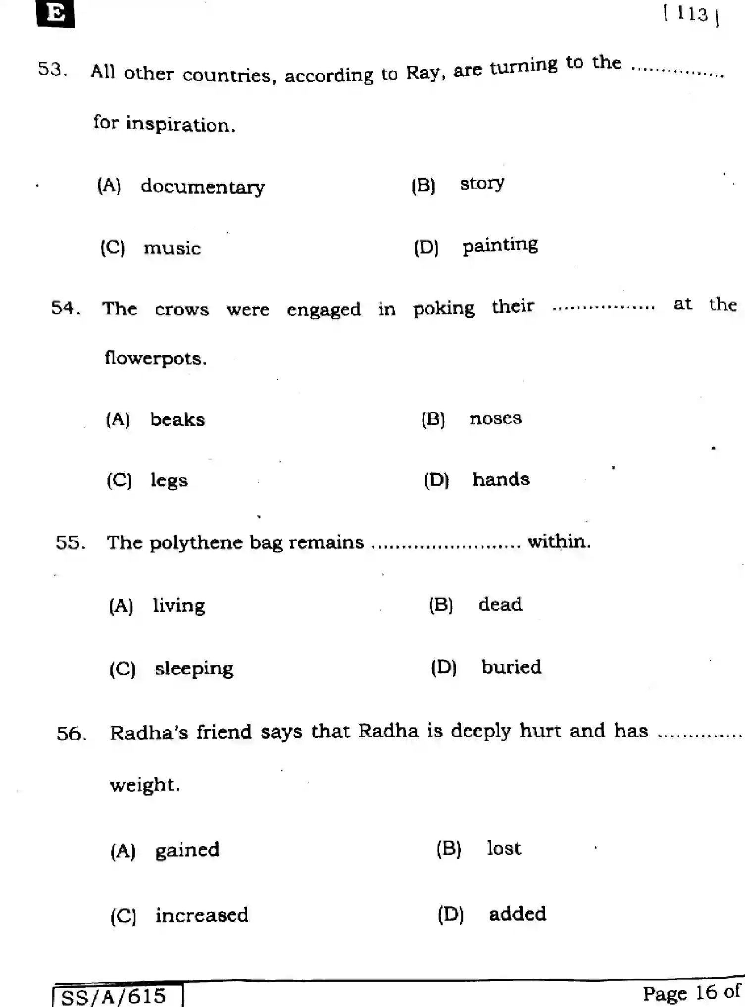 Bihar Board Class 10 2025 ENGLISH-113-SET-E Finals - Page 16