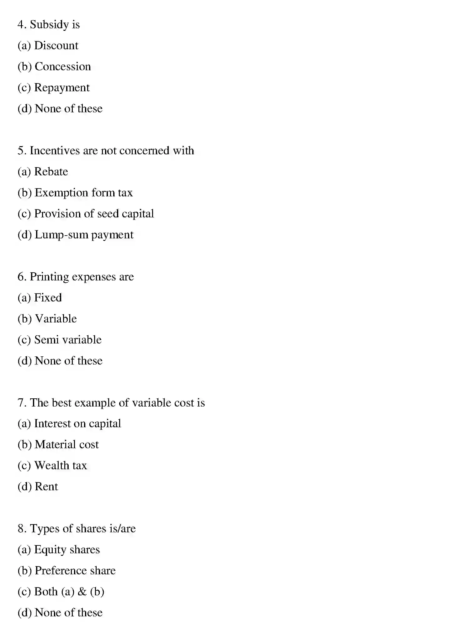Bihar Board Class 2 2012 ENTREPRENEURSHIP Question Bank - Page 10