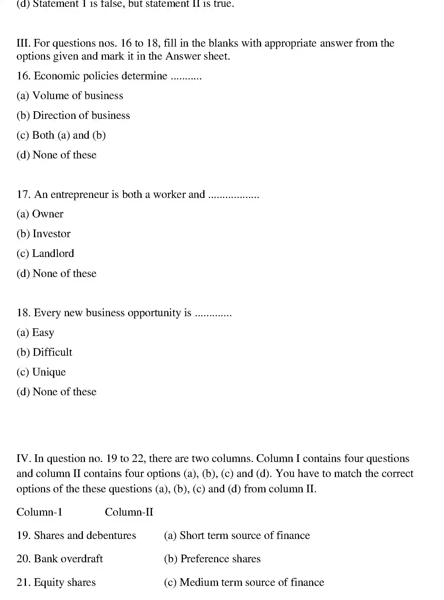 Bihar Board Class 2 2012 ENTREPRENEURSHIP Question Bank - Page 13