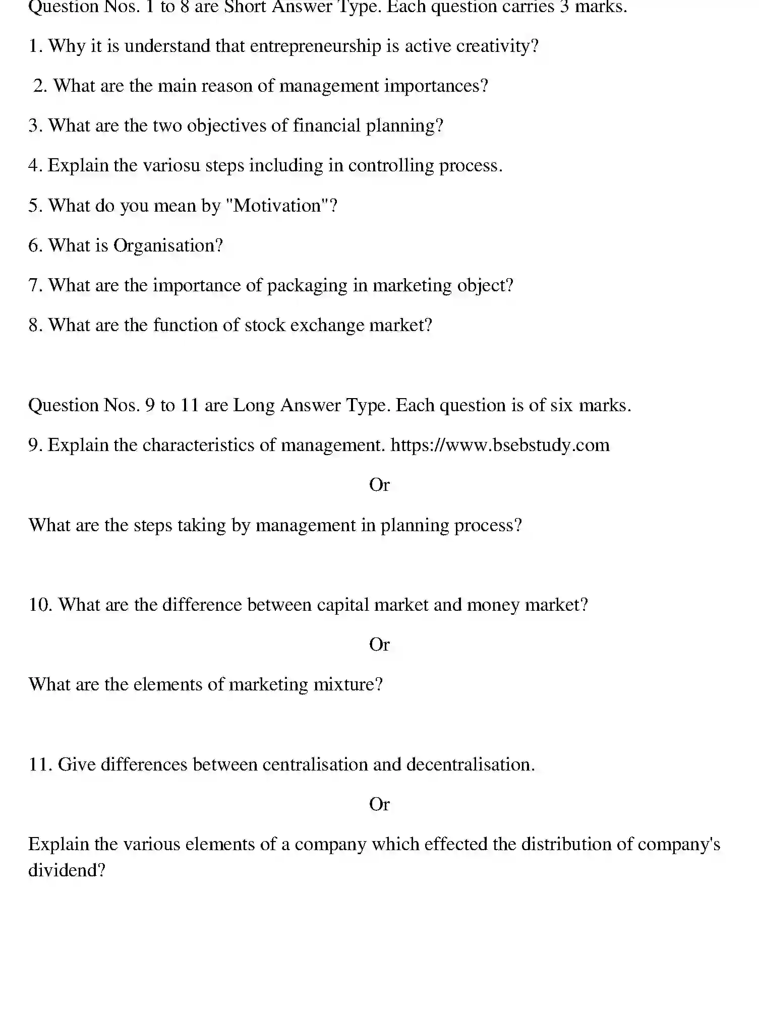 Bihar Board Class 2 2012 ENTREPRENEURSHIP Question Bank - Page 15