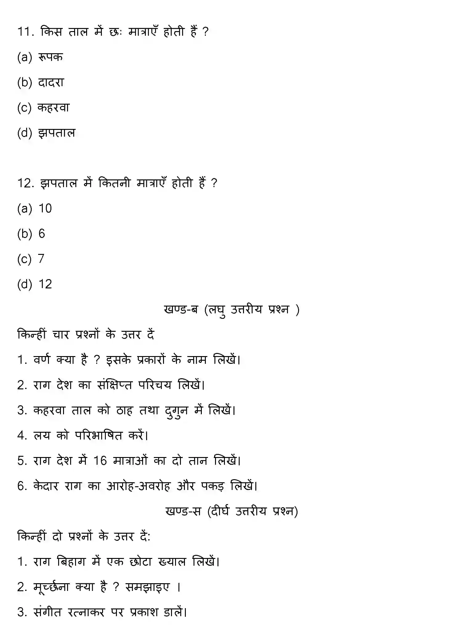 Bihar Board Class 12 2014 MUSIC Question Bank - Page 4