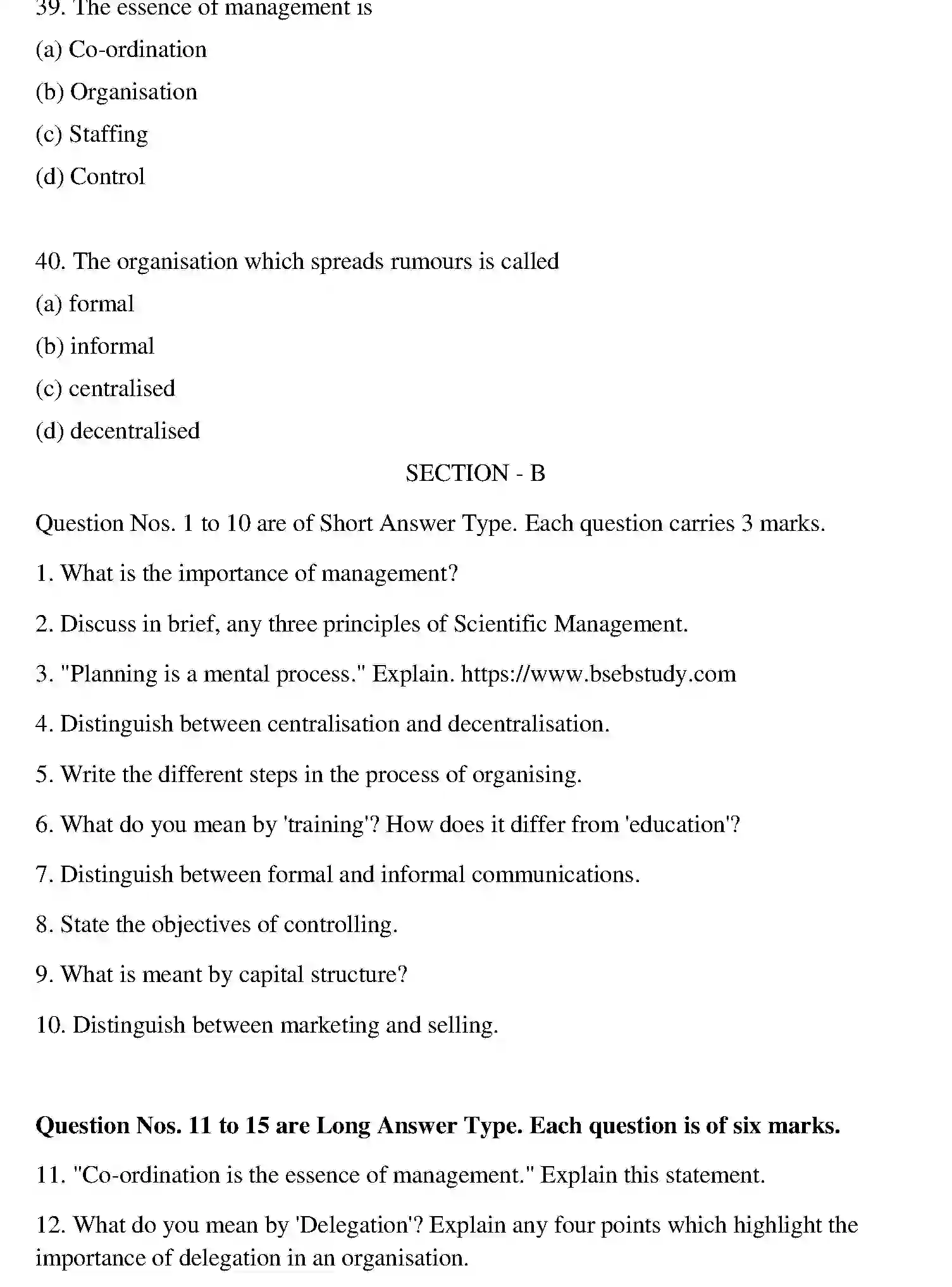 Bihar Board Class 12 2016 BUSINESS-STUDIES Question Bank - Page 21