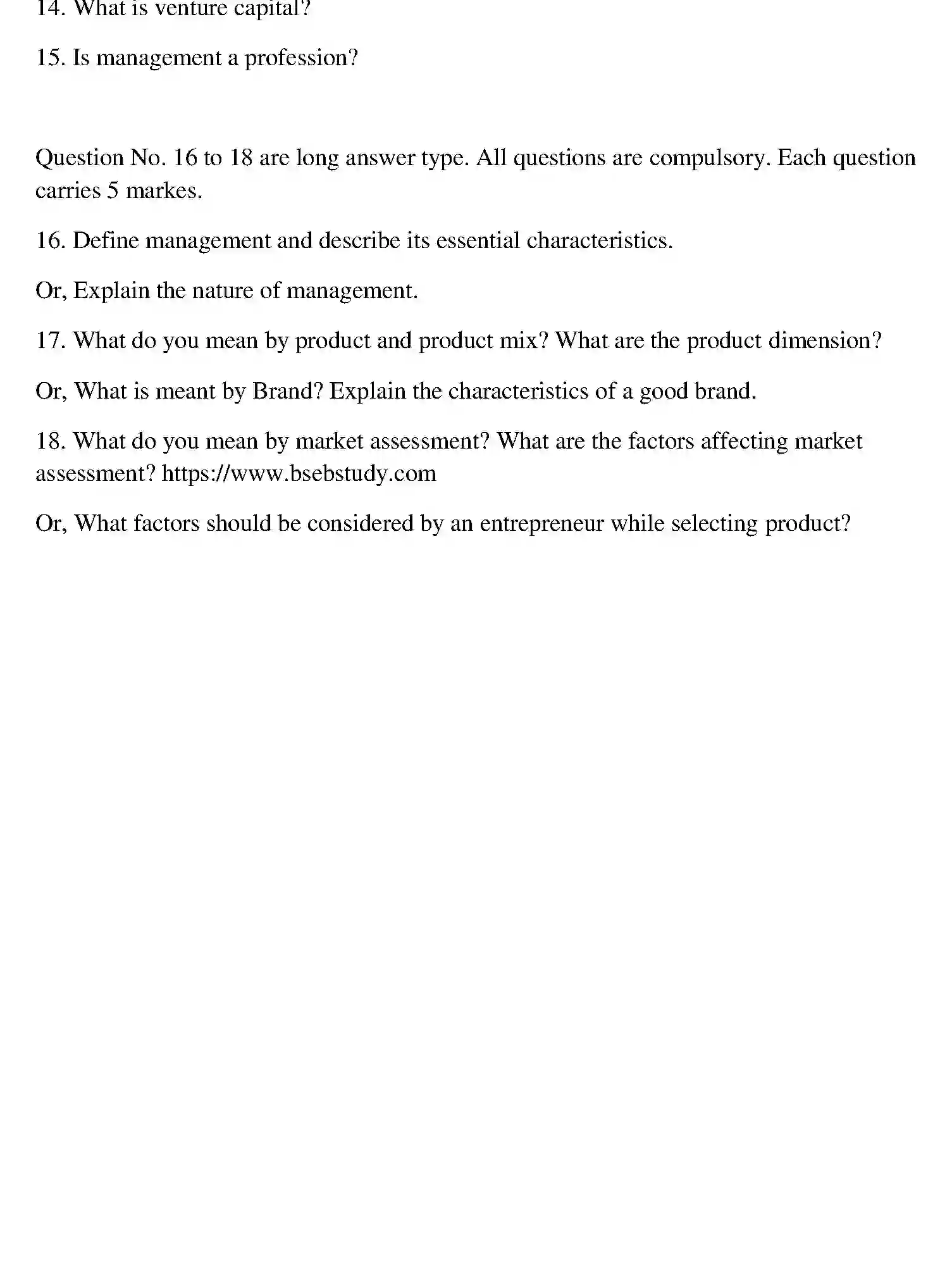 Bihar Board Class 12 2018 ENTREPRENEURSHIP Question Bank - Page 20