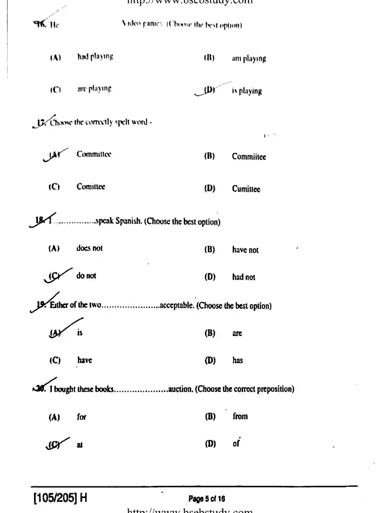 Bihar Board Class 2 2019 ENGLISH-105-205-H Question Bank - Page 5