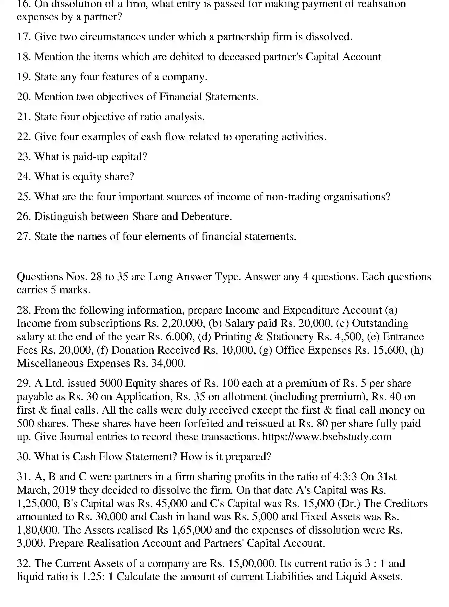 Bihar Board Class 2 2020 ACCOUNTANCY Question Bank - Page 33