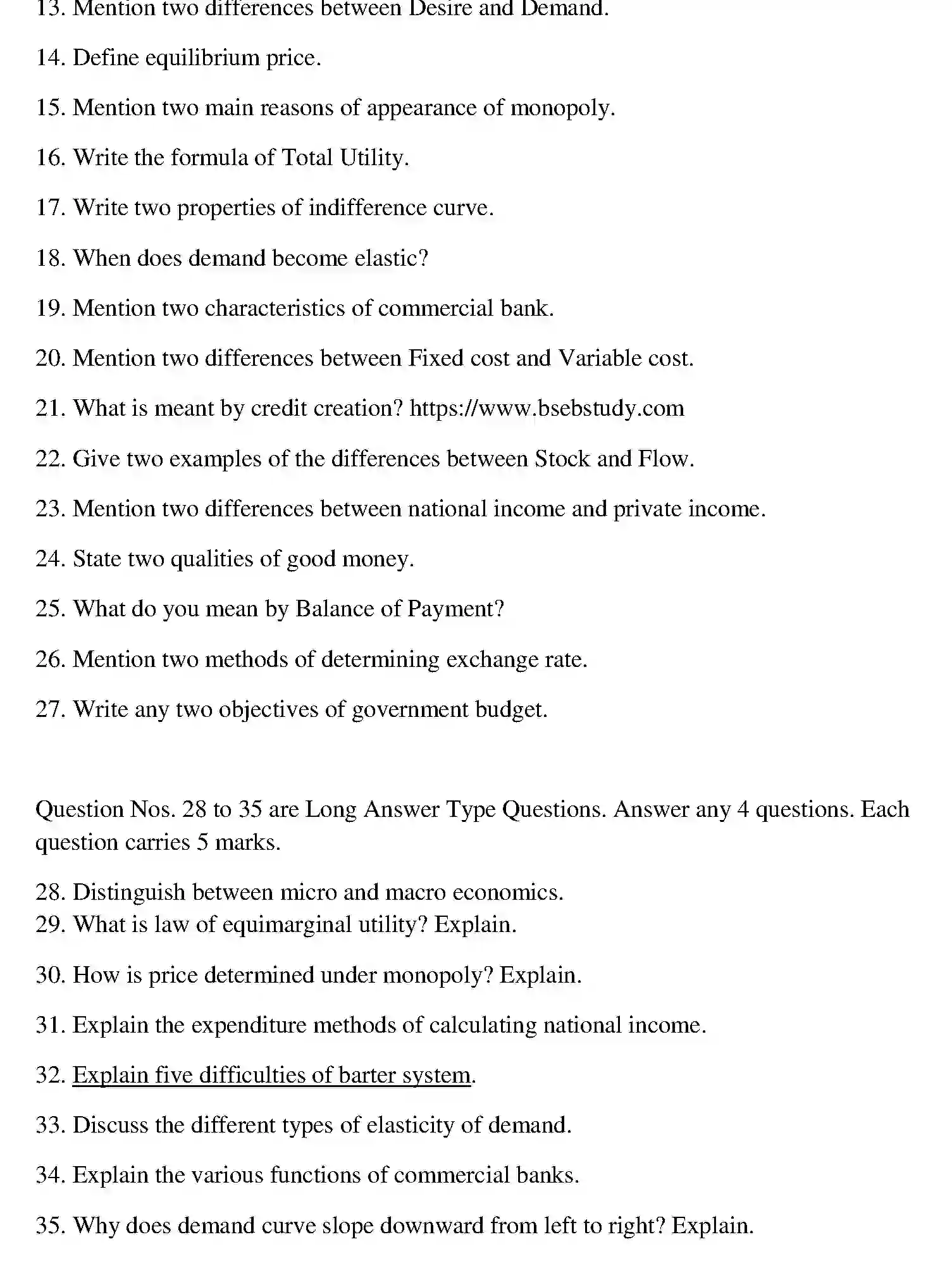 Bihar Board Class 2 2020 BUSINESS-ECONOMICS Question Bank - Page 32