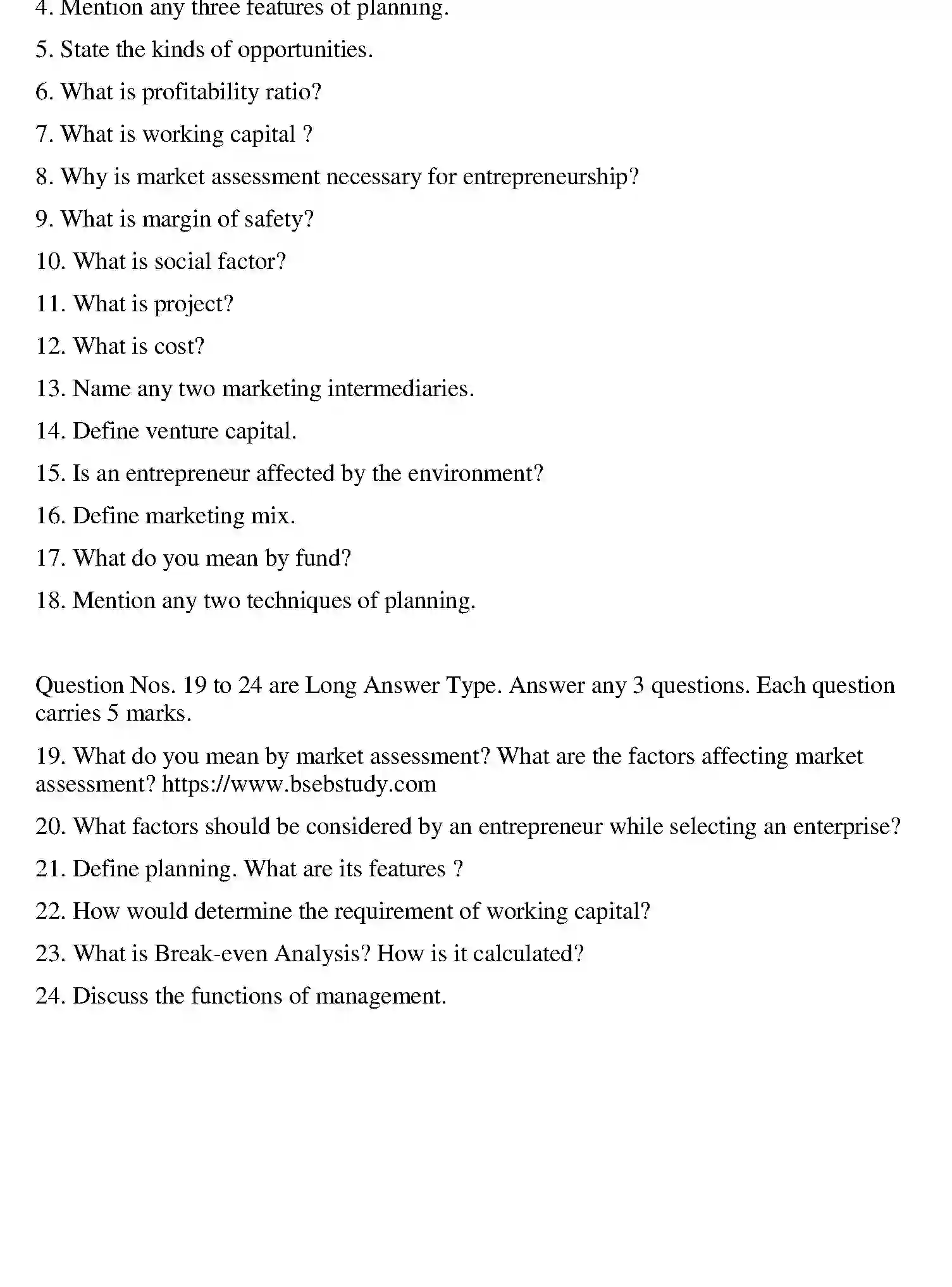 Bihar Board Class 2 2020 ENTREPRENEURSHIP Question Bank - Page 23