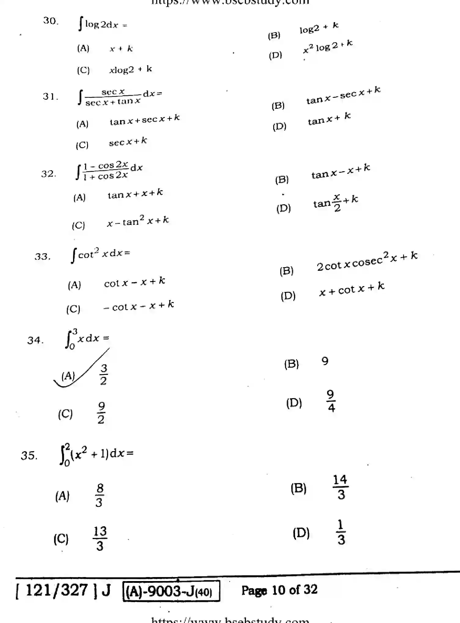 Bihar Board Class 12 2021 MATHEMATICS-121-327-J Question Bank - Page 10