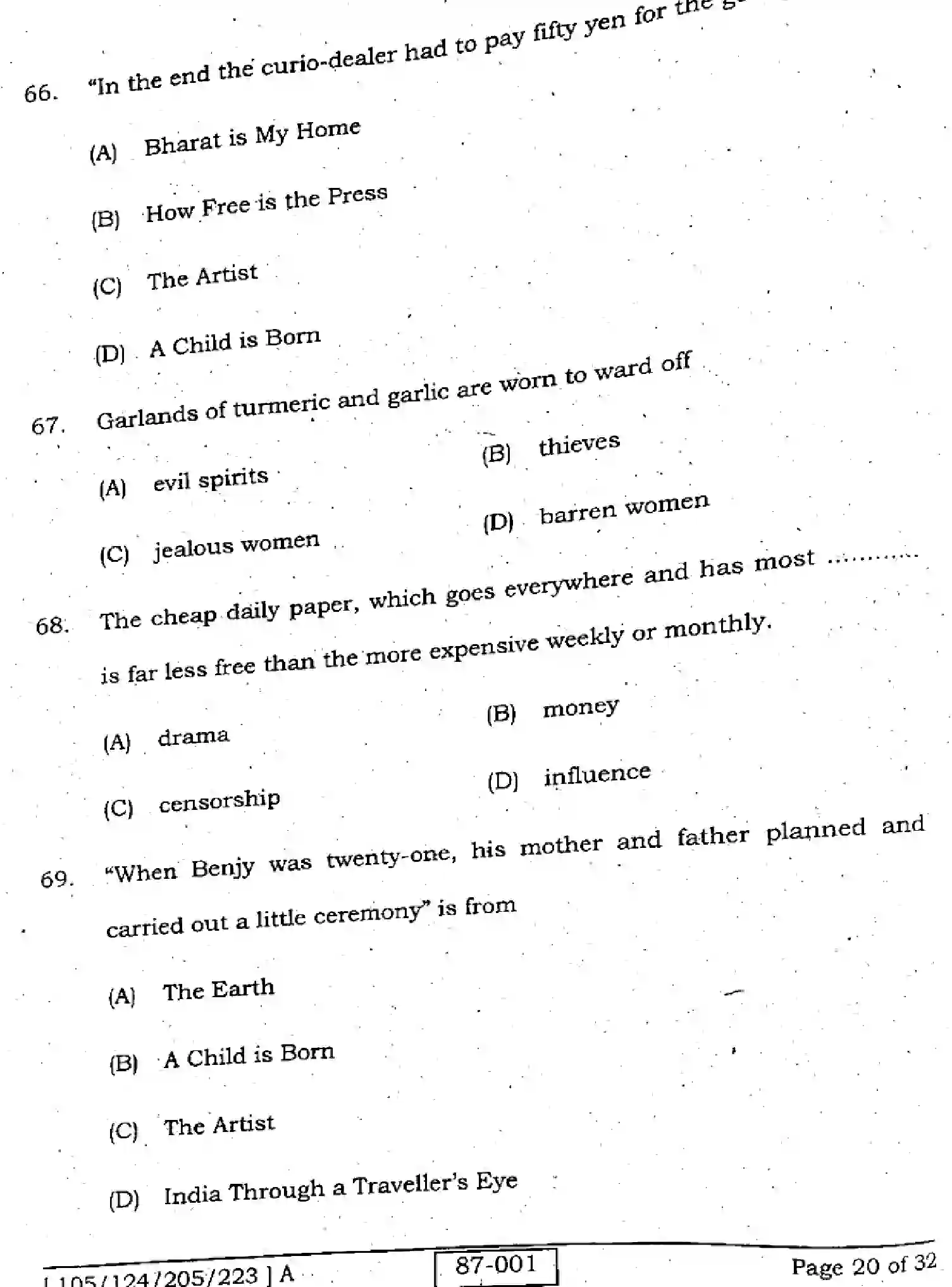 Bihar Board Class 12 2022 ENGLISH-105-124-205-223-A Question Bank - Page 20
