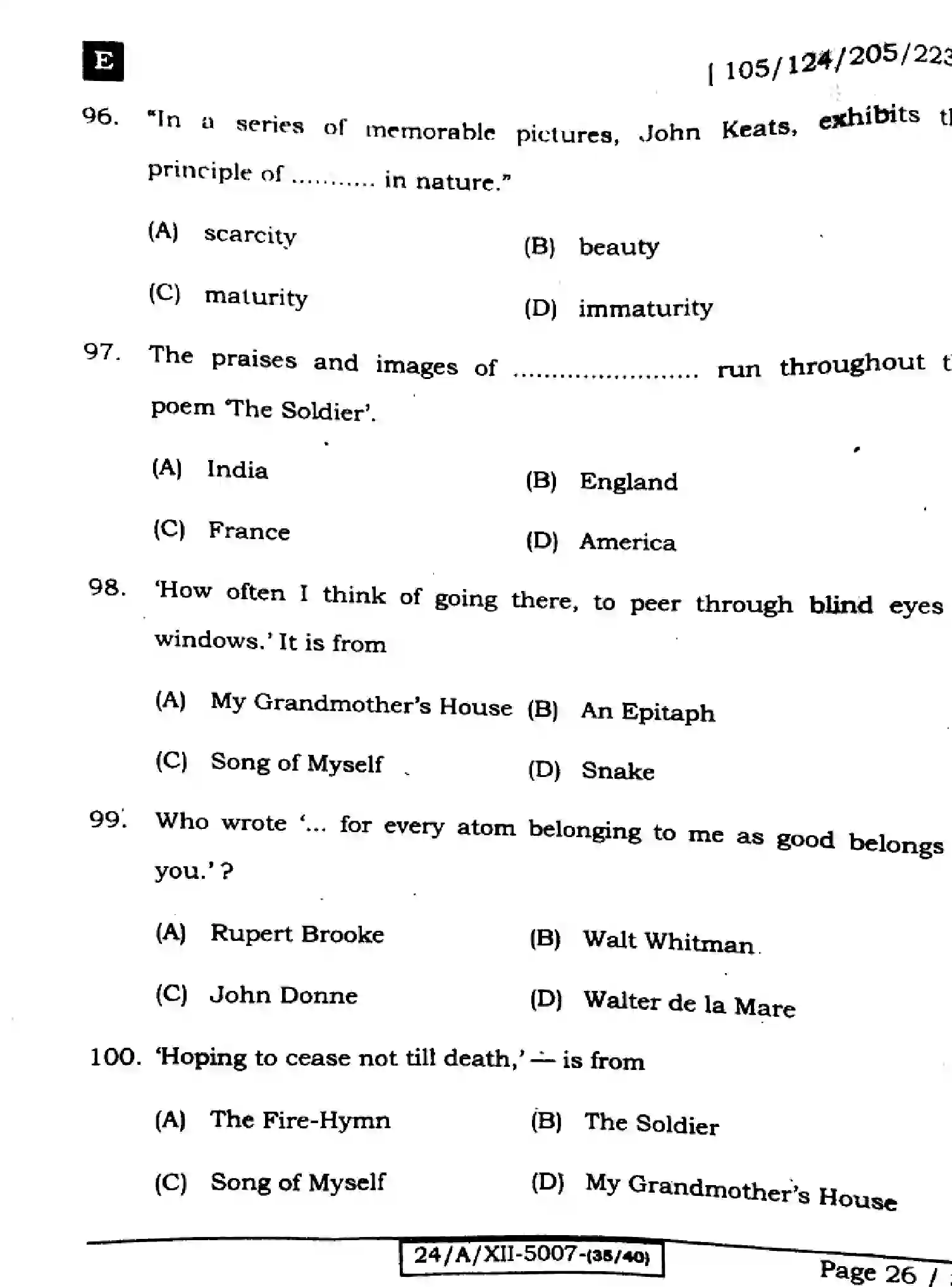 Bihar Board Class 12 2024 ENGLISH-105-SET-E Question Bank - Page 26