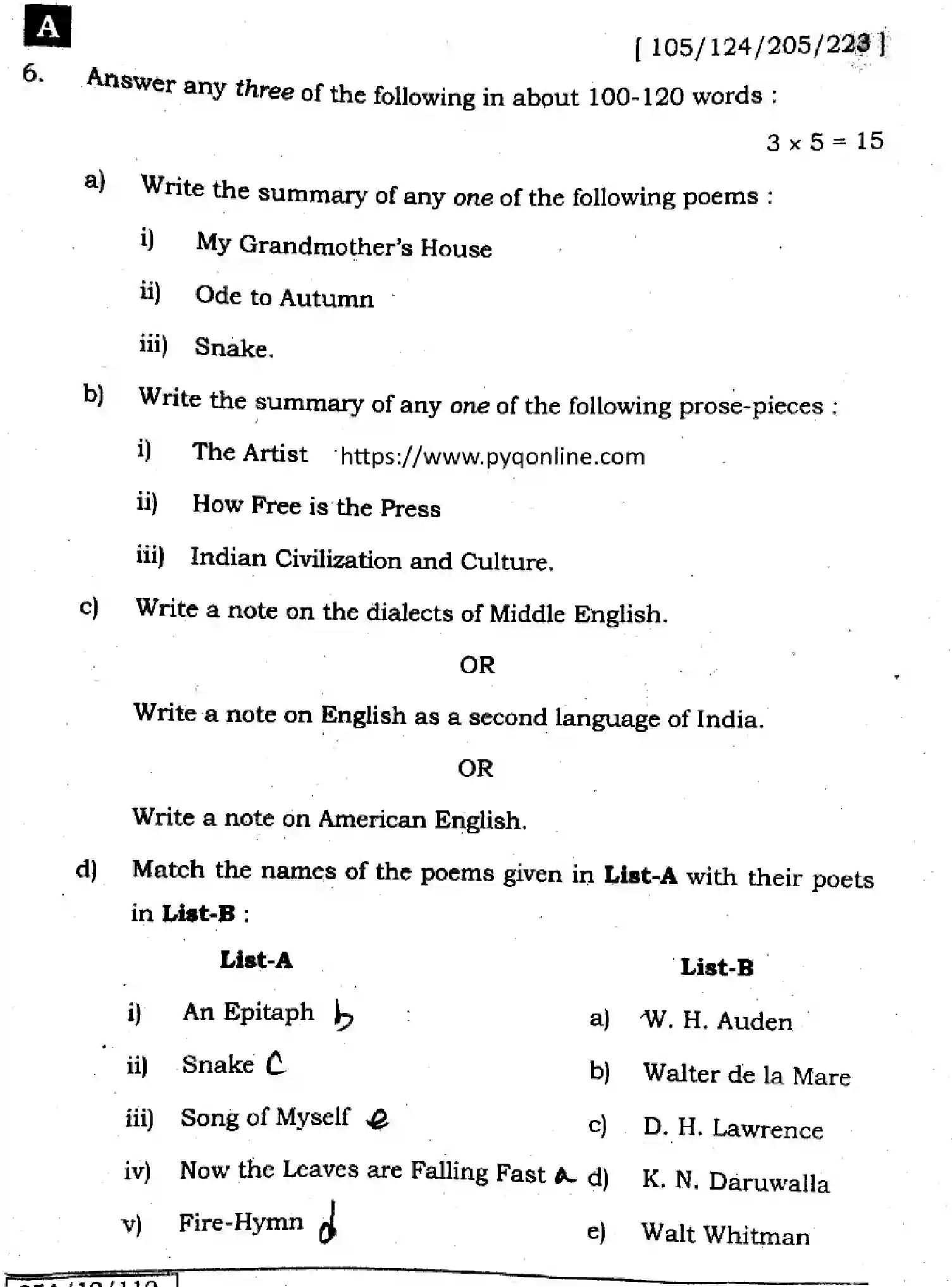 Bihar Board Class 12 2025 ENGLISH-105-124-205-223-SET-A Question Bank - Page 28