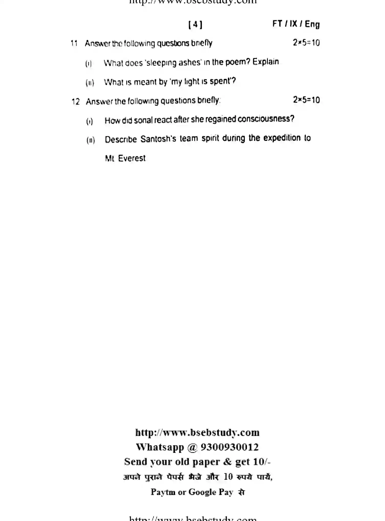 Bihar Board Class 9 2016 FT-ENGLISH Unit Test - Page 4
