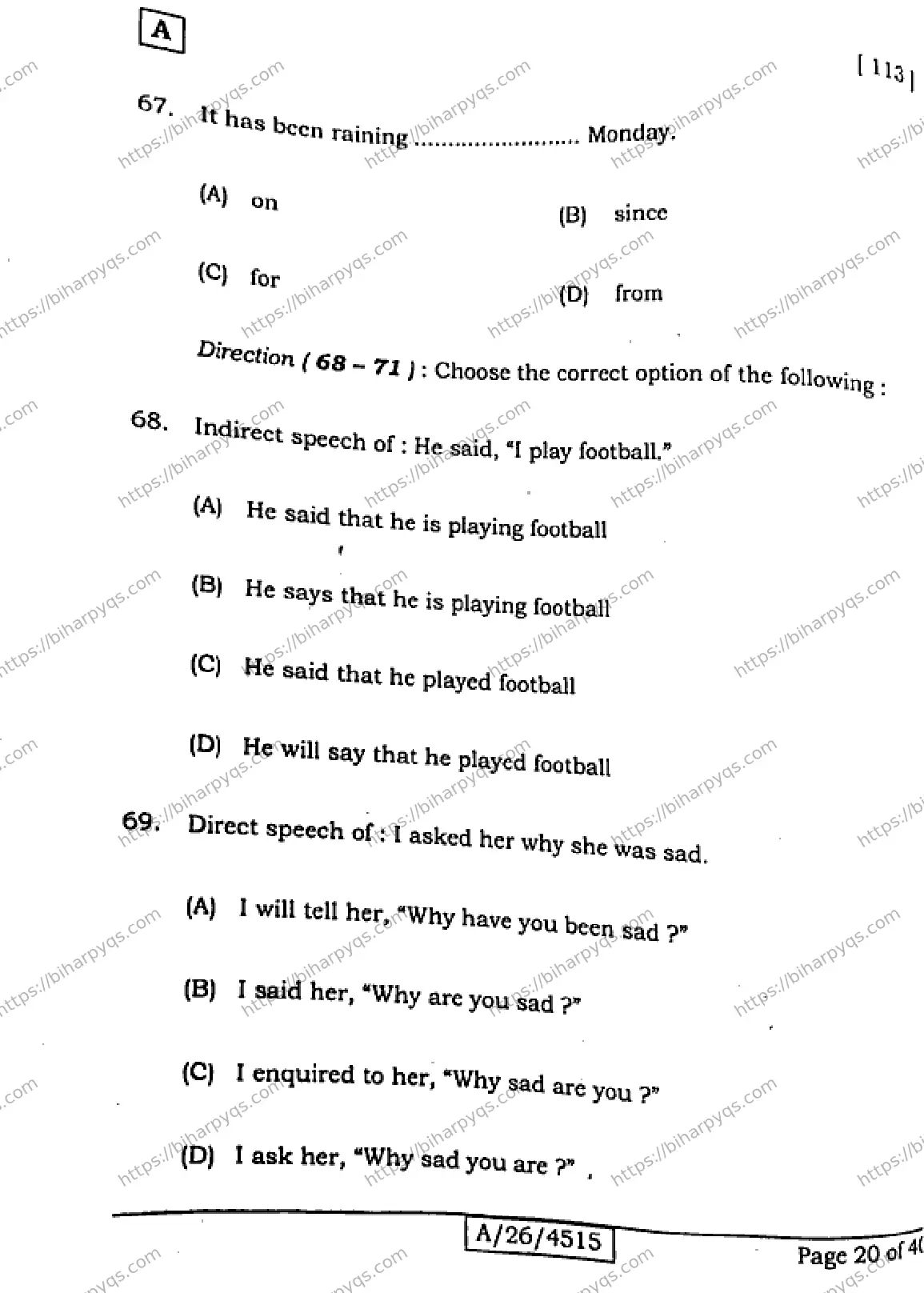 Bihar Board Class 10 2026 ENGLISH SET A Finals - Page 20