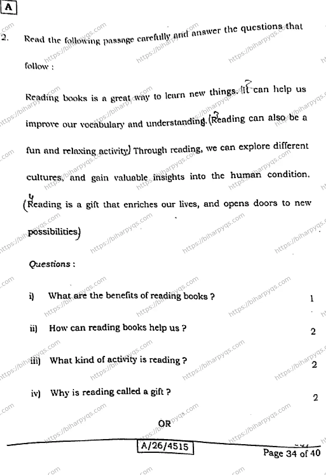 Bihar Board Class 10 2026 ENGLISH SET A Finals - Page 34