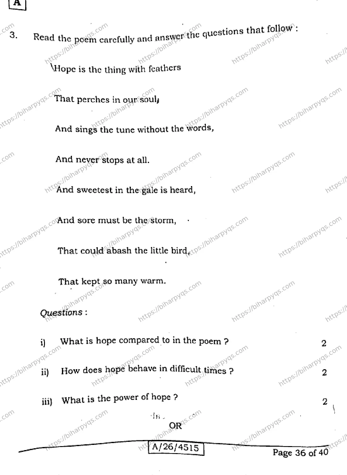 Bihar Board Class 10 2026 ENGLISH SET A Finals - Page 36