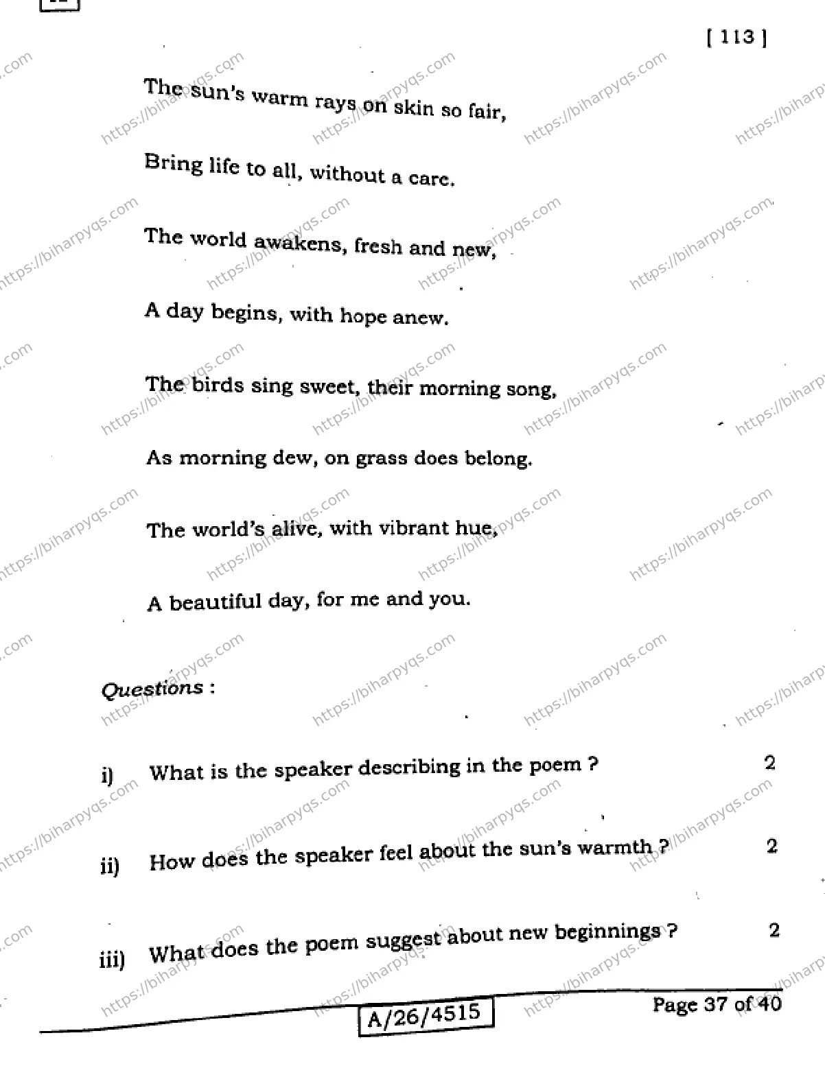 Bihar Board Class 10 2026 ENGLISH SET A Finals - Page 37