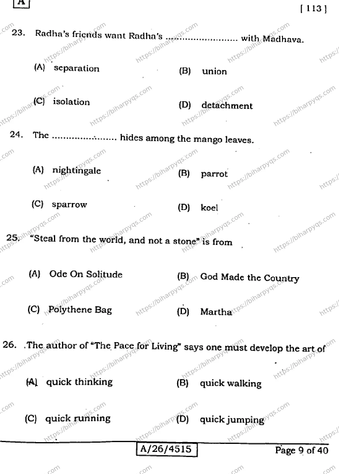 Bihar Board Class 10 2026 ENGLISH SET A Finals - Page 9