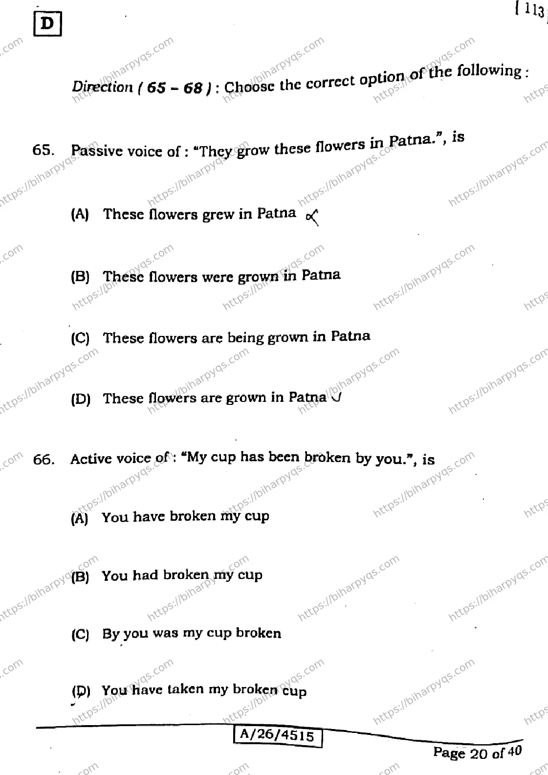 Bihar Board Class 10 2026 ENGLISH SET D Finals - Page 20