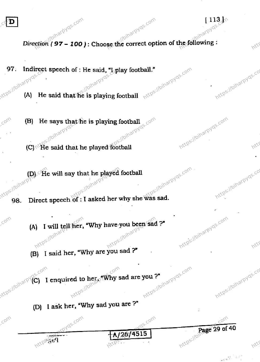 Bihar Board Class 10 2026 ENGLISH SET D Finals - Page 29