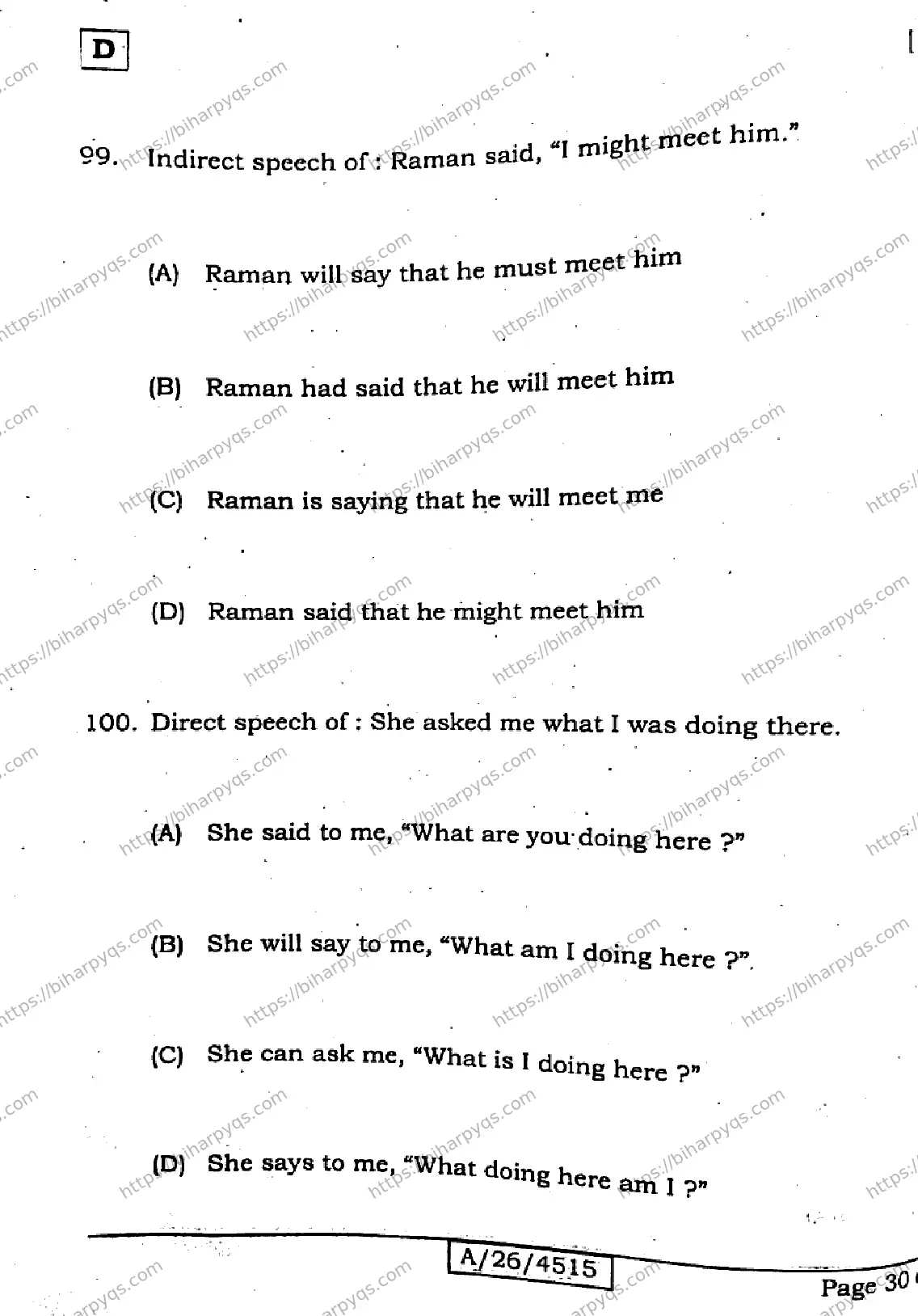 Bihar Board Class 10 2026 ENGLISH SET D Finals - Page 30