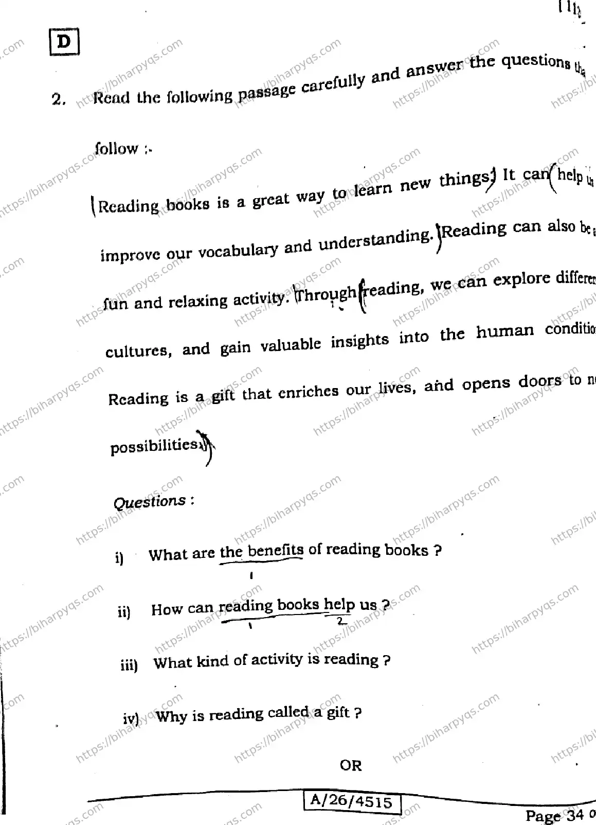 Bihar Board Class 10 2026 ENGLISH SET D Finals - Page 34