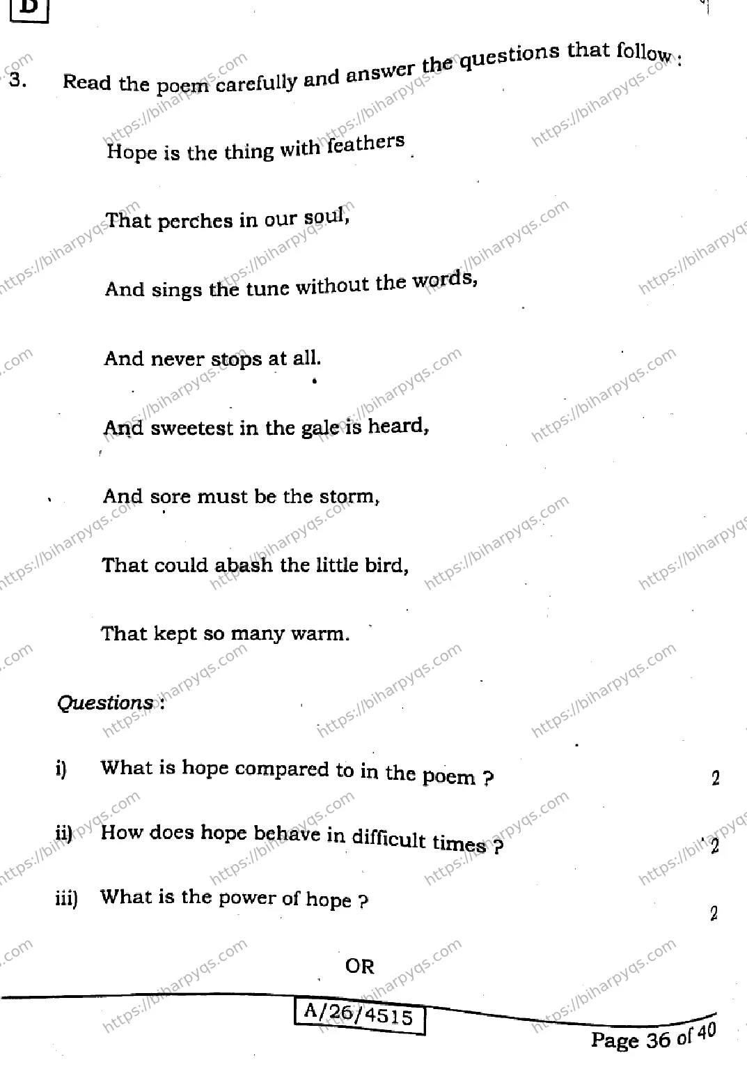 Bihar Board Class 10 2026 ENGLISH SET D Finals - Page 36