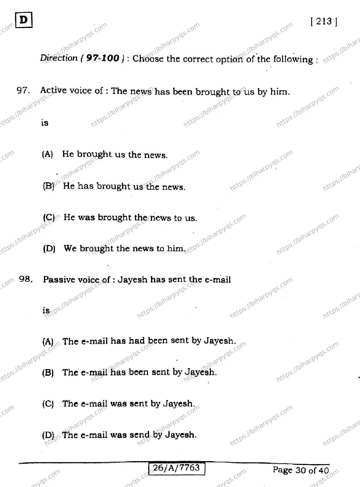 Bihar Board Class 10 2026 ENGLISH SET D2 Finals - Page 30