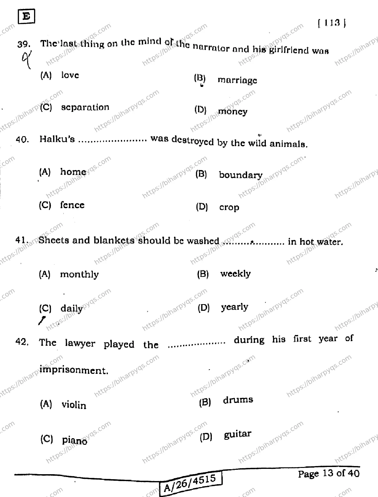 Bihar Board Class 10 2026 ENGLISH SET E Finals - Page 13