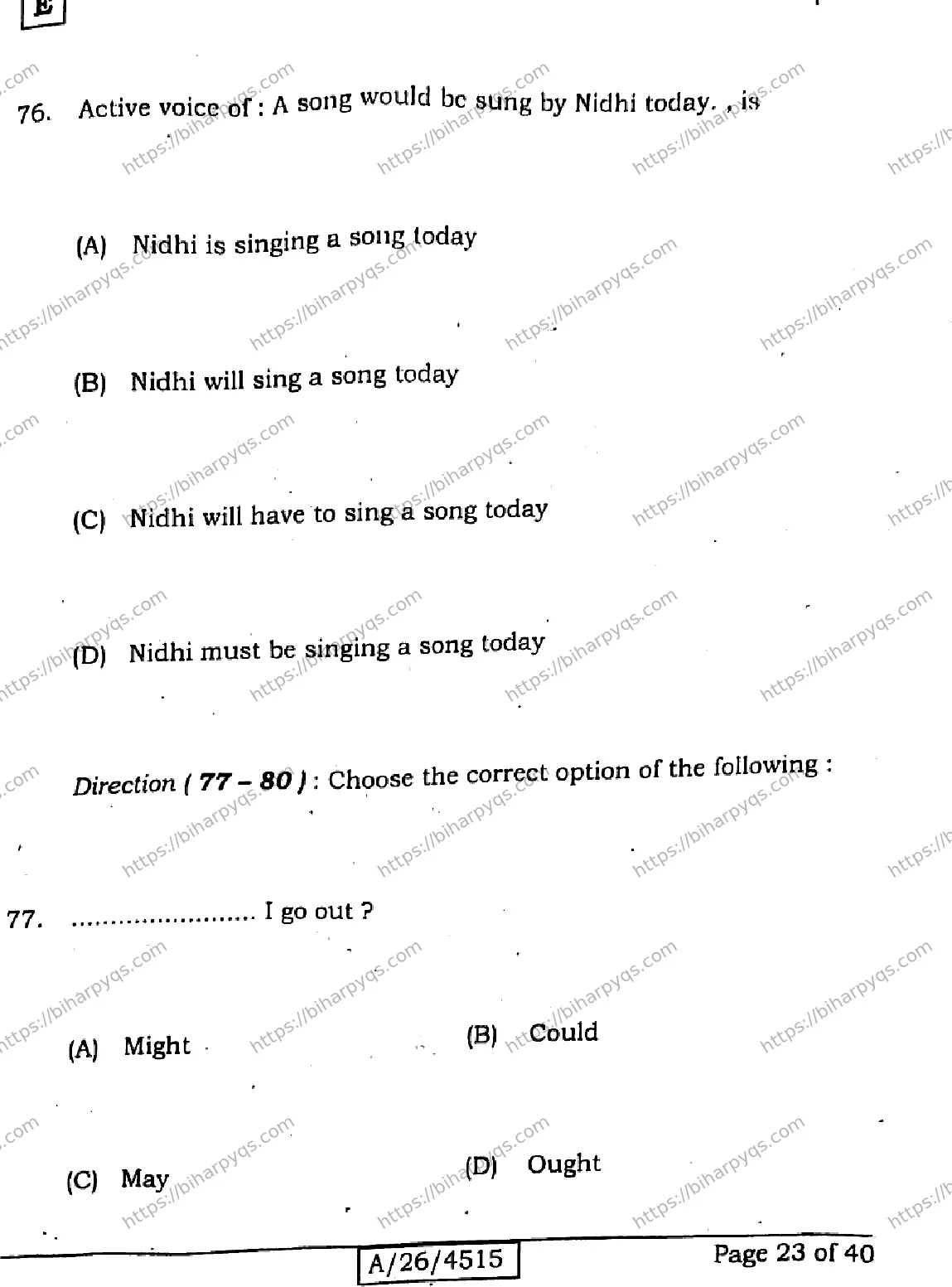 Bihar Board Class 10 2026 ENGLISH SET E Finals - Page 23