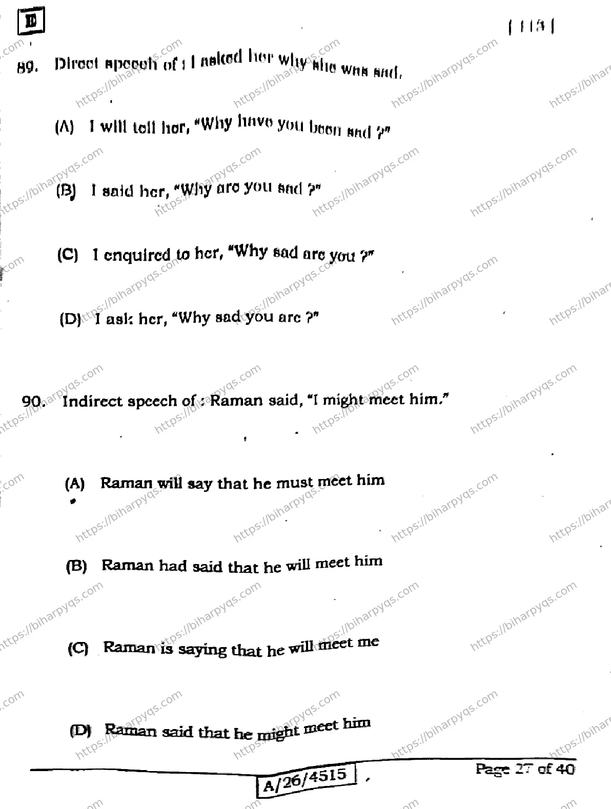 Bihar Board Class 10 2026 ENGLISH SET E Finals - Page 27