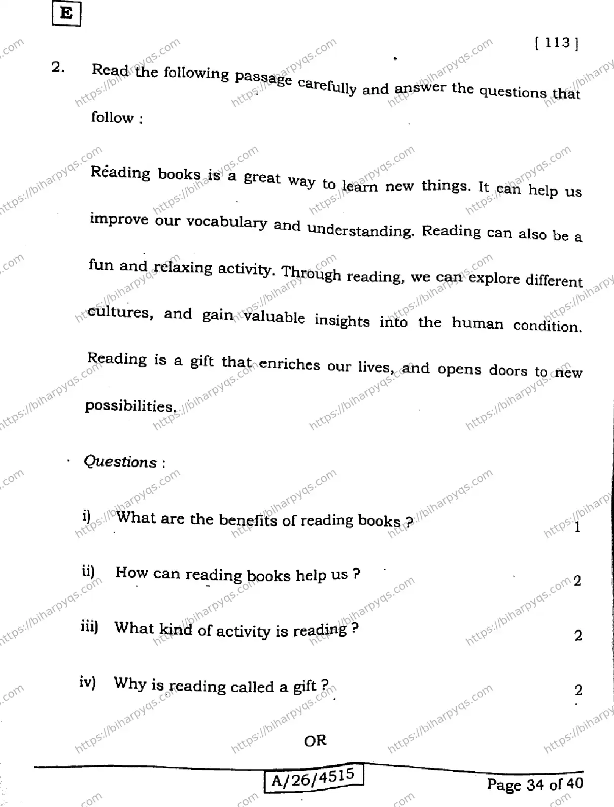 Bihar Board Class 10 2026 ENGLISH SET E Finals - Page 34