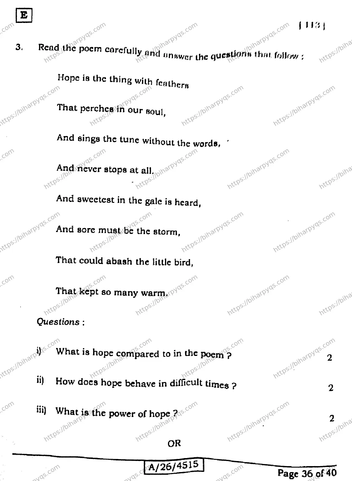 Bihar Board Class 10 2026 ENGLISH SET E Finals - Page 36