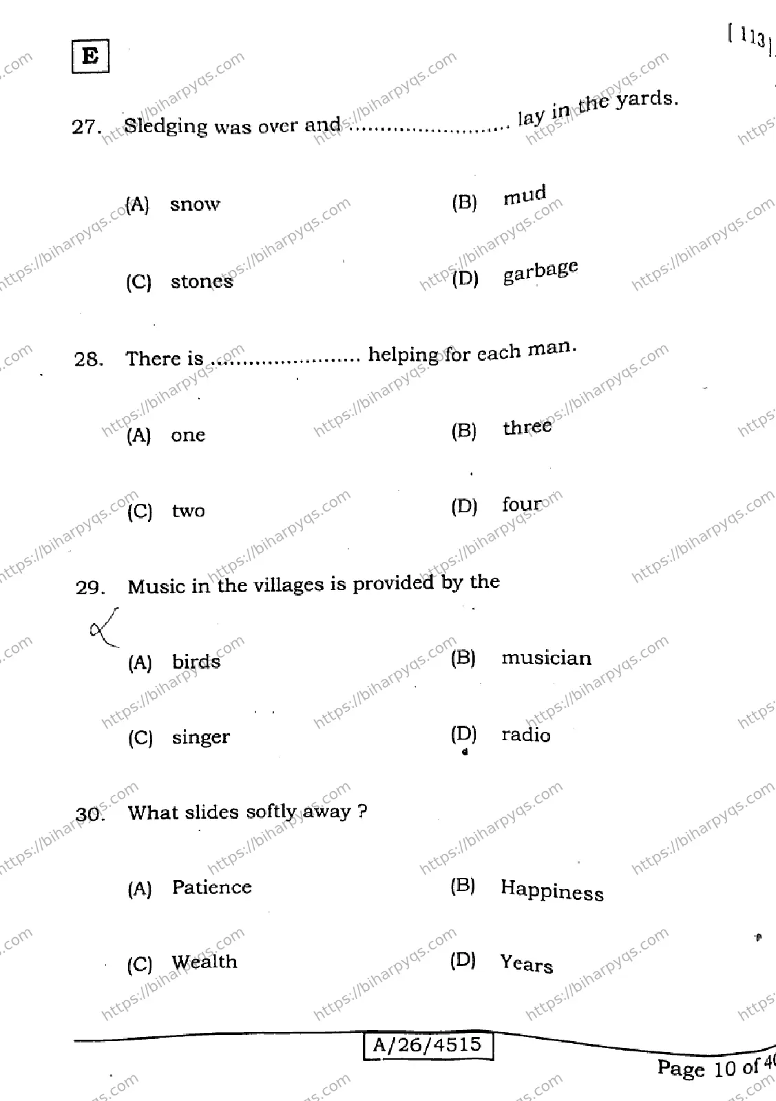 Bihar Board Class 10 2026 ENGLISH SET E Finals - Page 9