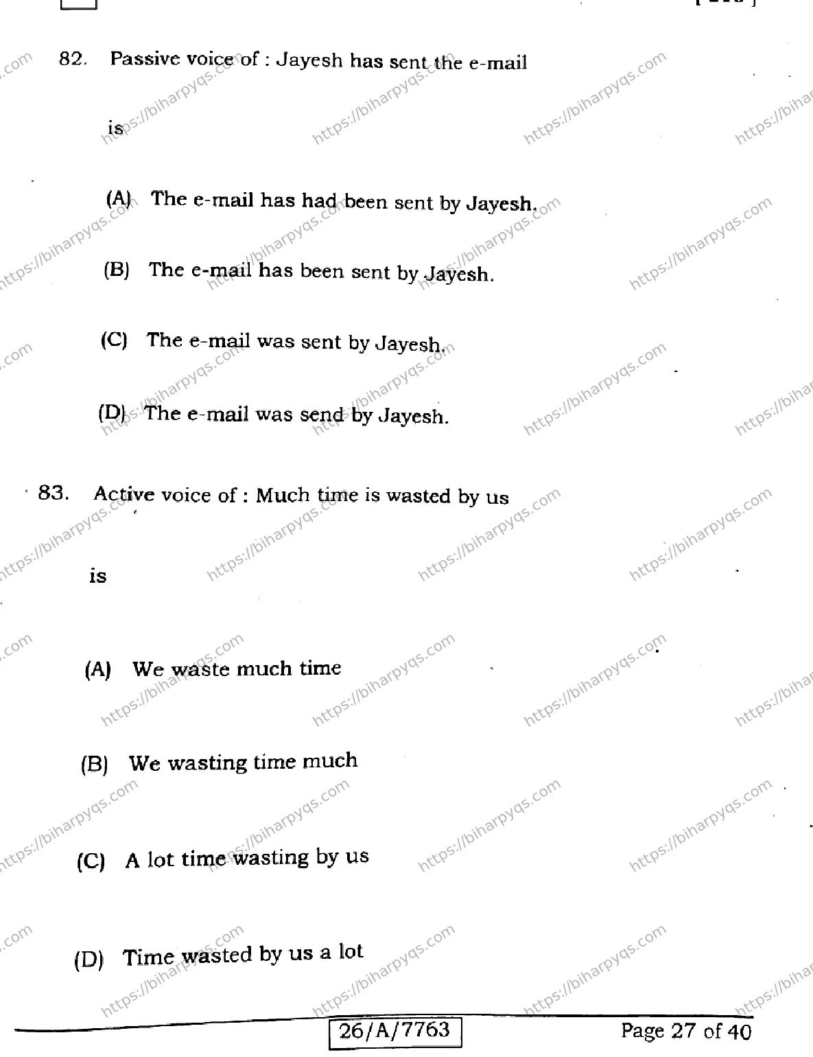 Bihar Board Class 10 2026 ENGLISH SET G Finals - Page 27
