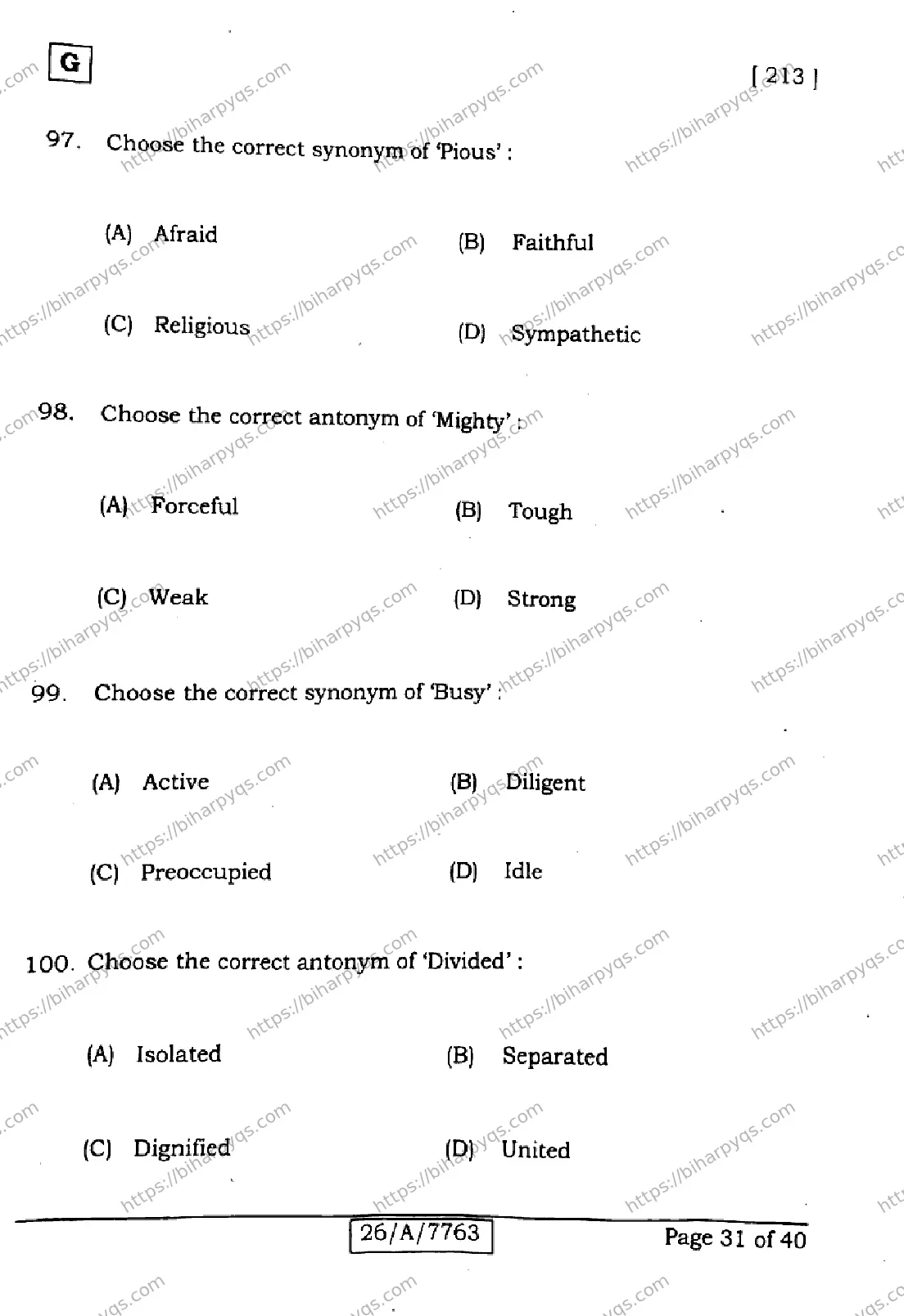 Bihar Board Class 10 2026 ENGLISH SET G Finals - Page 31