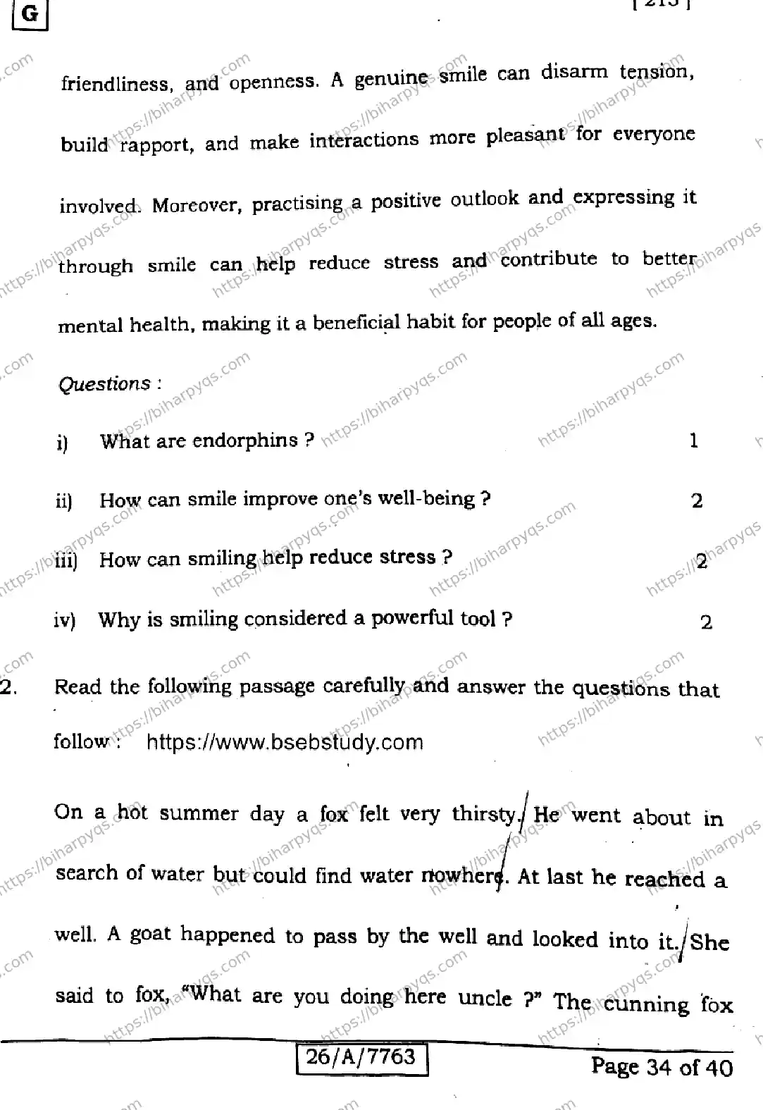 Bihar Board Class 10 2026 ENGLISH SET G Finals - Page 34