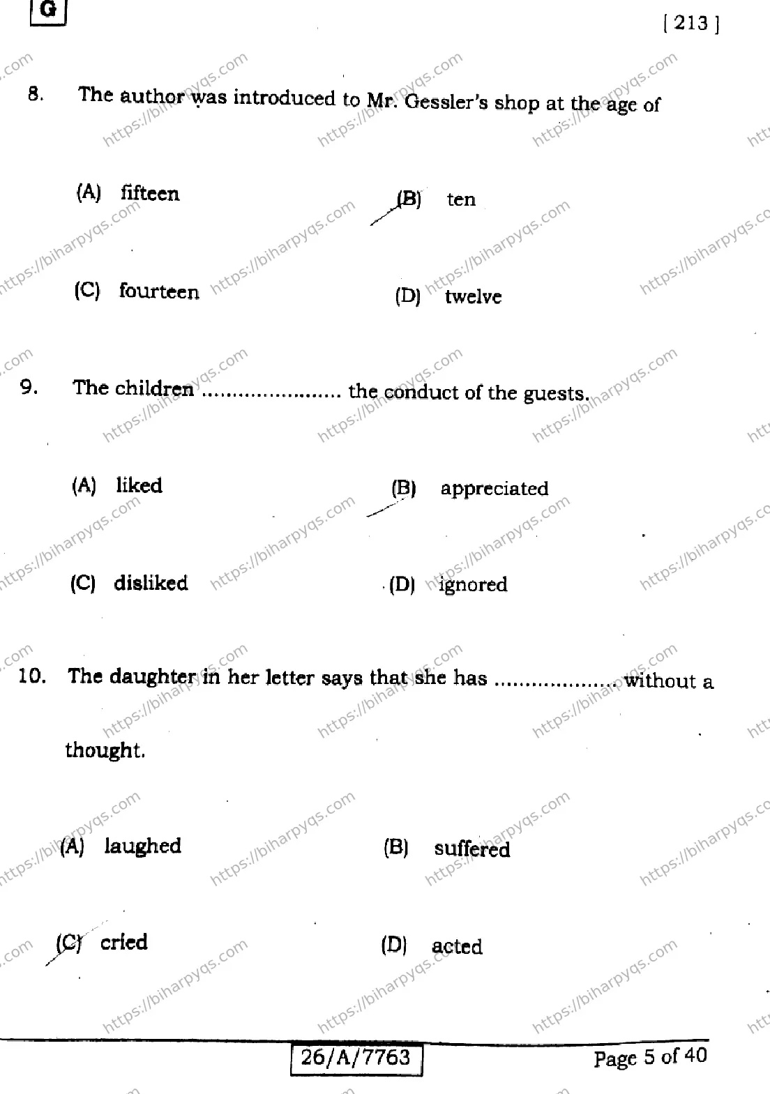 Bihar Board Class 10 2026 ENGLISH SET G Finals - Page 5