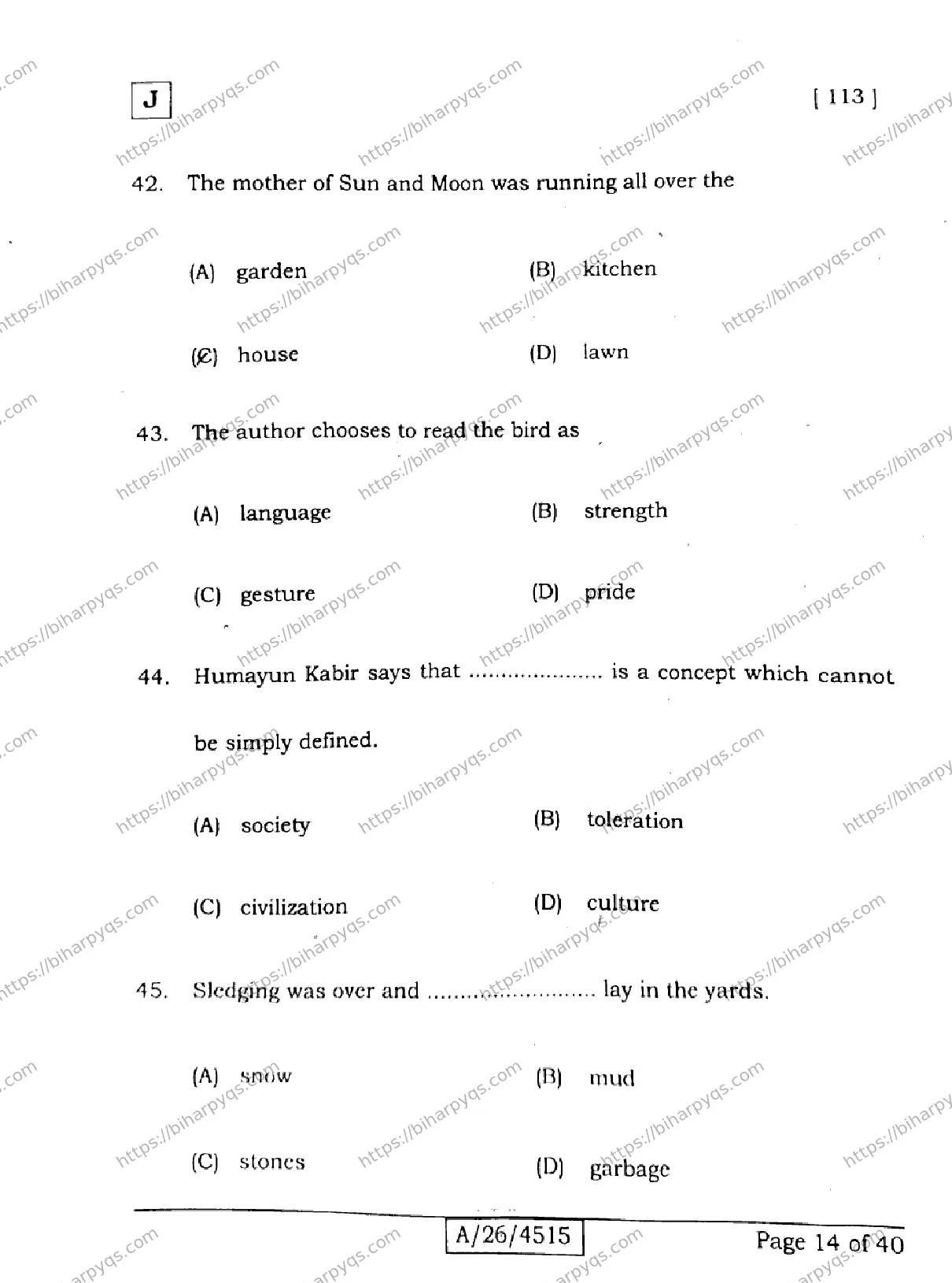 Bihar Board Class 10 2026 ENGLISH SET J Finals - Page 14