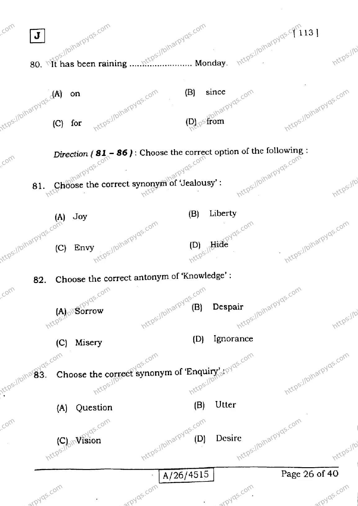 Bihar Board Class 10 2026 ENGLISH SET J Finals - Page 26