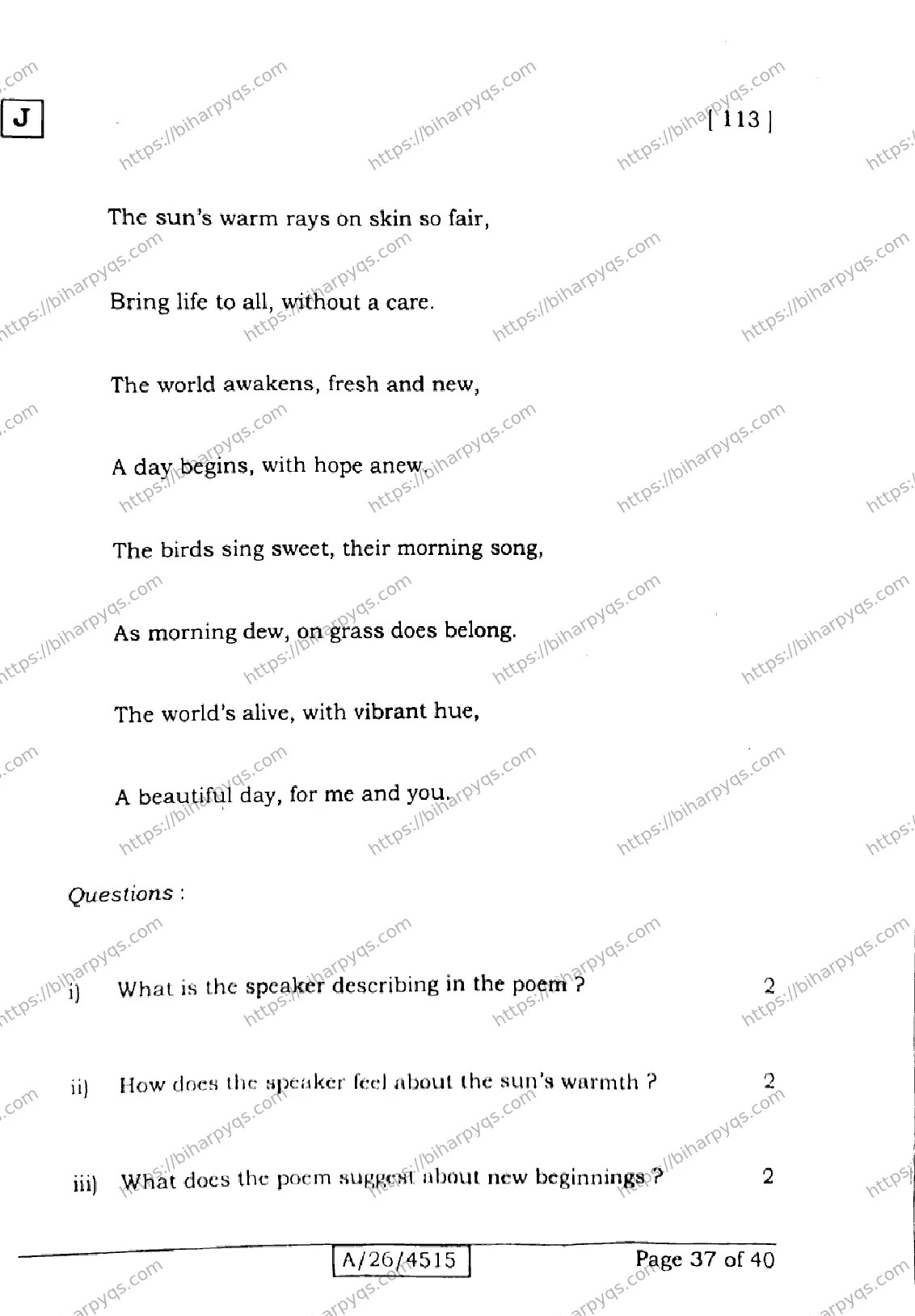 Bihar Board Class 10 2026 ENGLISH SET J Finals - Page 37