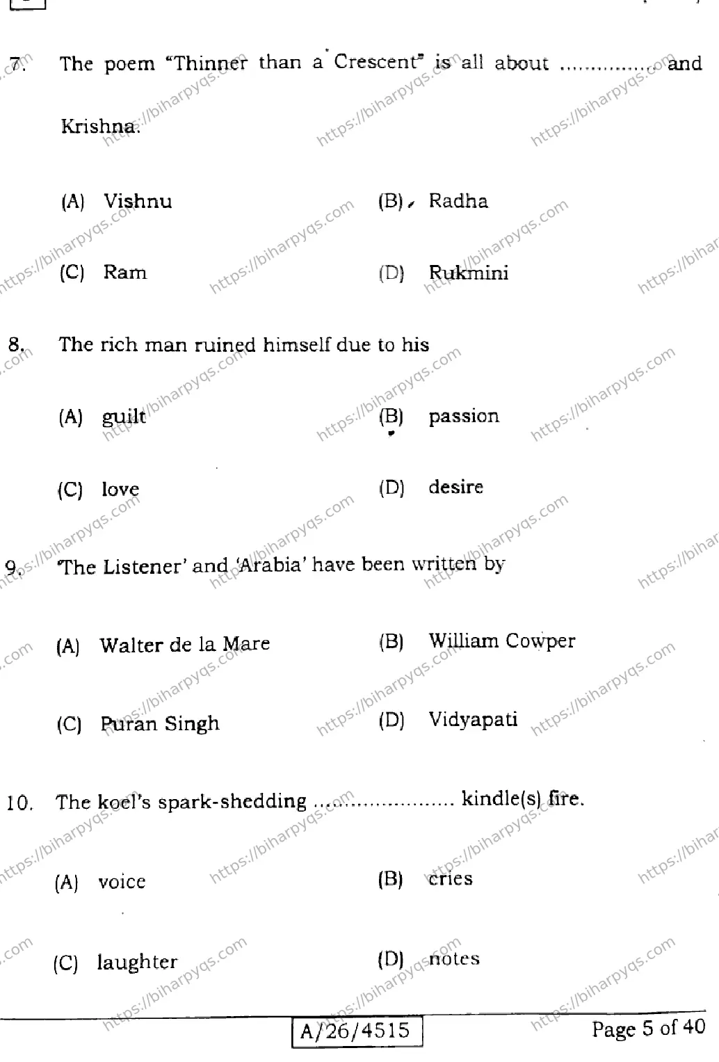 Bihar Board Class 10 2026 ENGLISH SET J Finals - Page 5