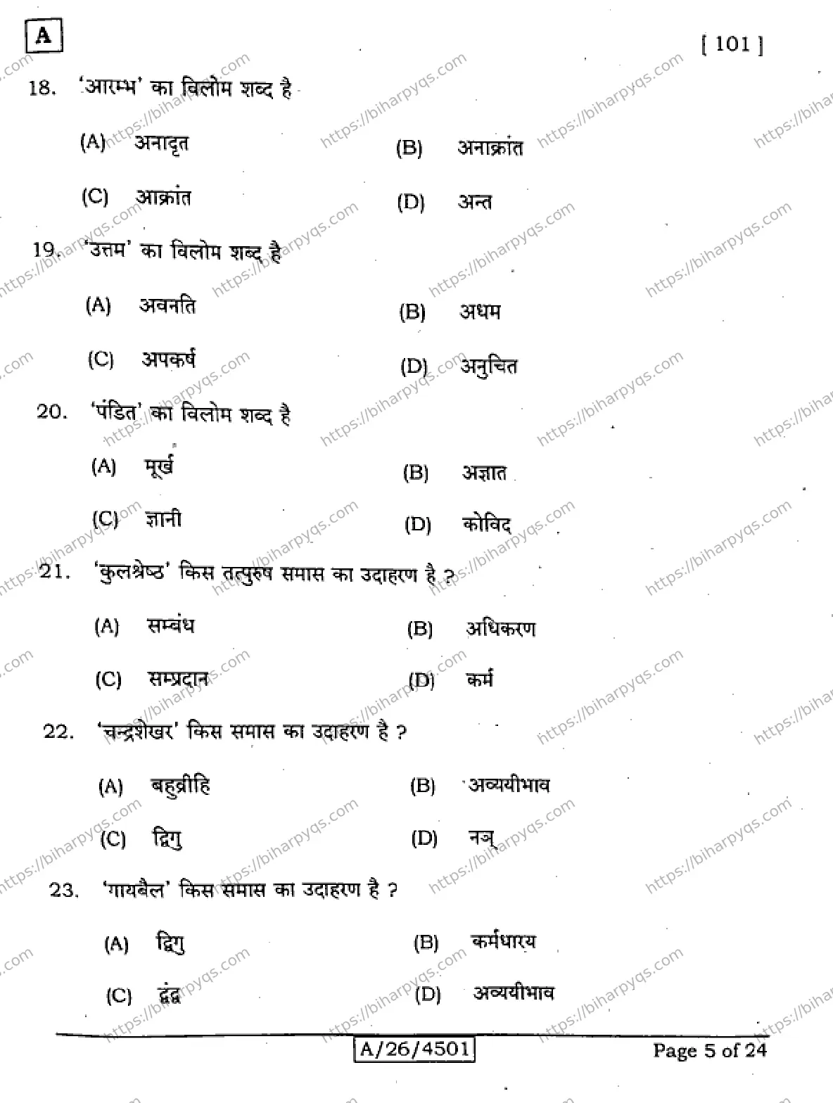 Bihar Board Class 10 2026 HINDI MT SET A Finals - Page 5