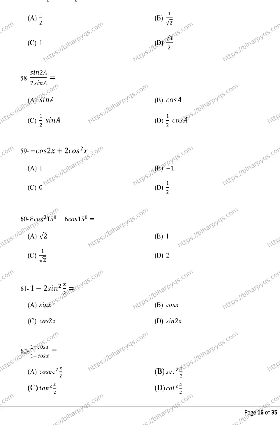 Bihar Board Class 10 2026 ADVANCE MATHEMATICS Model Papers - Page 16