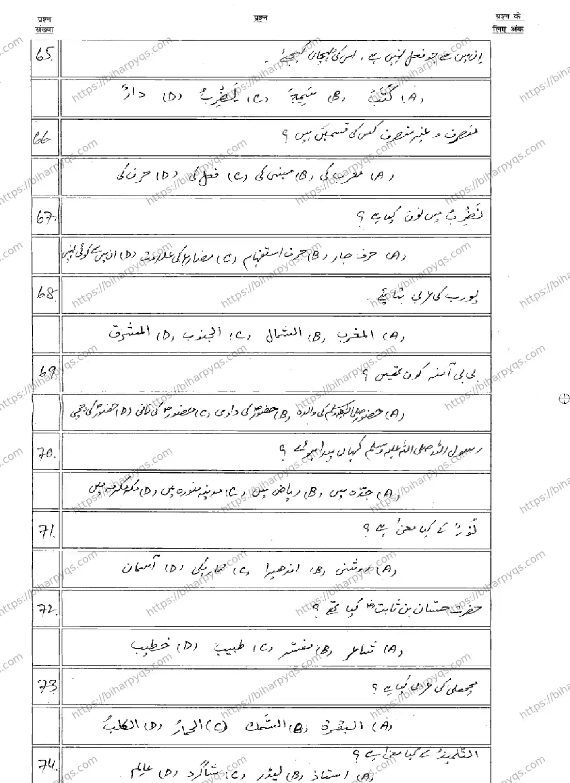 Bihar Board Class 10 2026 ARABIC Model Papers - Page 9