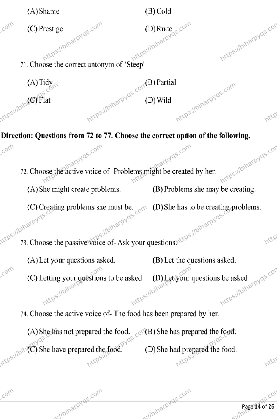 Bihar Board Class 10 2026 ENGLISH Model Papers - Page 14