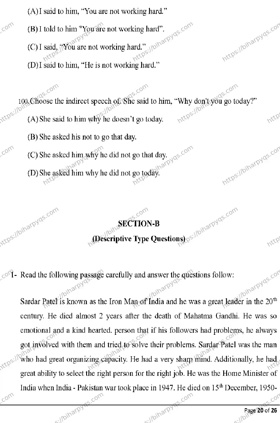Bihar Board Class 10 2026 ENGLISH Model Papers - Page 20