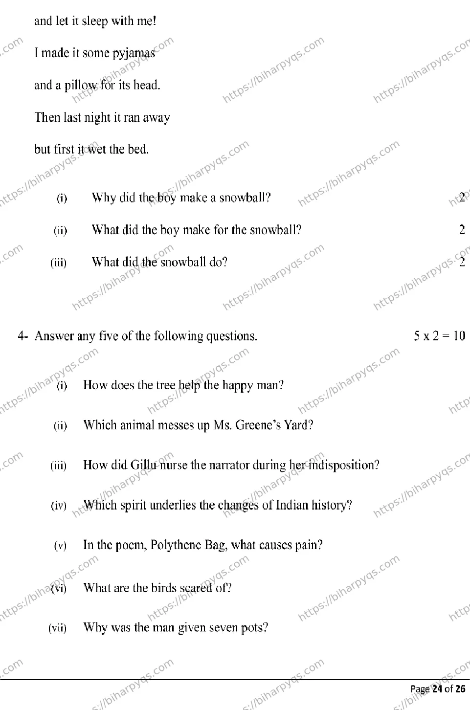 Bihar Board Class 10 2026 ENGLISH Model Papers - Page 24