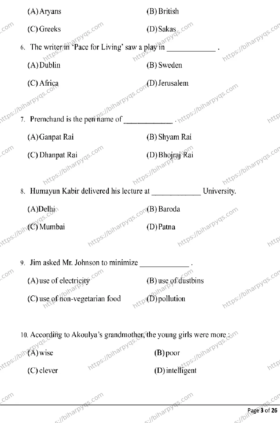 Bihar Board Class 10 2026 ENGLISH Model Papers - Page 3